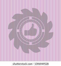 like icon inside pink emblem. Retro