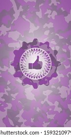 like icon inside pink and purple camo texture
