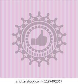 like icon inside realistic pink emblem