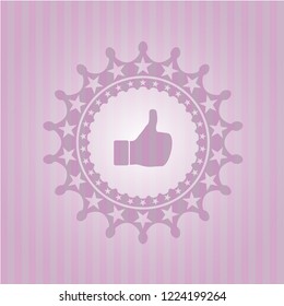 like icon inside realistic pink emblem