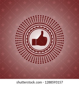 like icon inside realistic red emblem