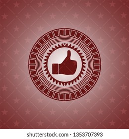 like icon inside red emblem. Vintage.