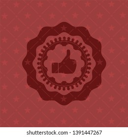 like icon inside red emblem. Retro