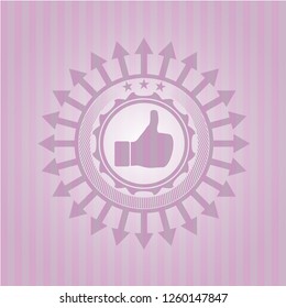 like icon inside retro pink emblem
