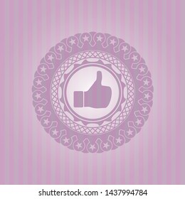 like icon inside retro pink emblem
