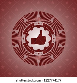 like icon inside retro red emblem