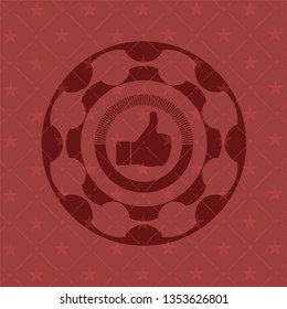 like icon inside retro red emblem