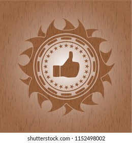 like icon inside retro style wooden emblem