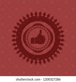 like icon inside retro style red emblem