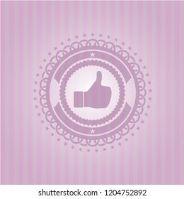 like icon inside retro style pink emblem