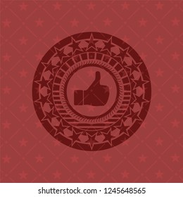like icon inside retro style red emblem