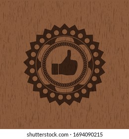 like icon inside retro wood emblem