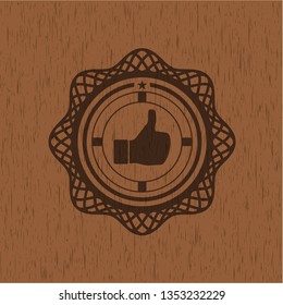 like icon inside retro wooden emblem
