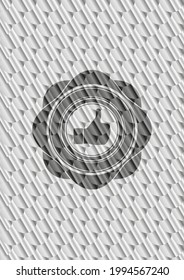 como icono dentro del emblema de color plata. Patrón de escalas. Ilustración vectorial. Detallado. 