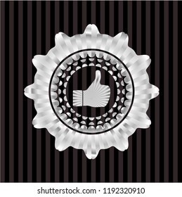 like icon inside silvery badge or emblem