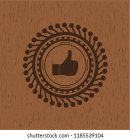 like icon inside vintage wood emblem