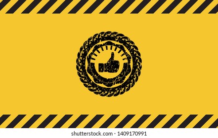 like icon inside warning sign, black grunge emblem. Vector Illustration. Detailed.