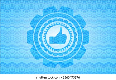 like icon inside water concept badge.