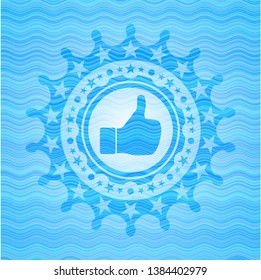 like icon inside water emblem background.