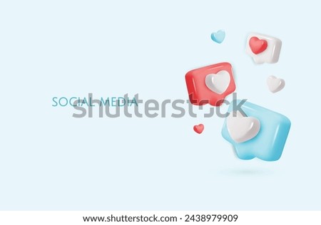 Like icon. Love icon. 3D illustration. Realistic Elements for design.