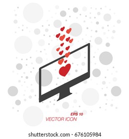 Like icon and monitor in isometric style isolated on white background. Symbol for your web design and logo. Vector illustration EPS 10