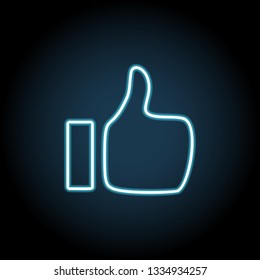 Like icon in neon style. Simple thin line, outline vector of web, minimalistic icons for UI and UX, website or mobile application