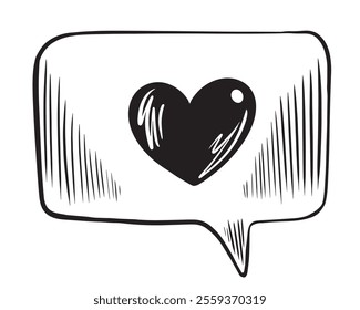 Like icon notification. Heart button in sketch style