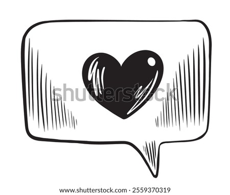 Like icon notification. Heart button in sketch style