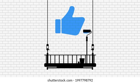 like icon on wall background