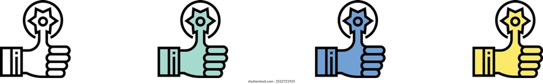 like icon. Outline, Green, Blue and Yellow Style Design Isolated On White Background