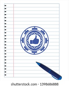 like icon pen draw. Blue ink. Vector Illustration. Detailed.
