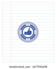 like icon pen strokes emblem. Blue ink. Vector Illustration. Detailed.
