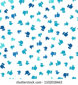 Like icon seamless pattern background. Business flat vector illustration. Thumb up sign symbol pattern.