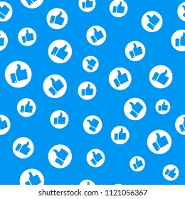 Like icon seamless pattern background. Vector illustration.Thumb up seamless background.