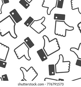 Like icon seamless pattern background. Business flat vector illustration. Thumb up sign symbol pattern.
