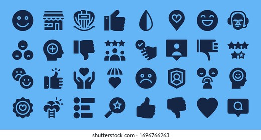 like icon set. 32 filled like icons. Included Happy, Rate, Favorite, Market, Positive, Like, Success, Nice, Dislike, Emotion, Feedback, Thumbs up, Rating, Emotions, Favorites icons