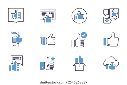Como conjunto de iconos. Estilo de línea en negrita. Colores duotónicos. Trazo editable. como, pulgares hacia arriba, reacción, Comentarios, computación en la nube.