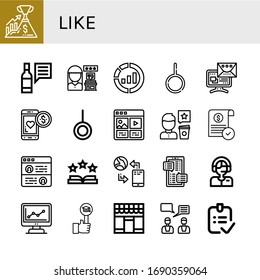 wie Icon-Set. Sammlung von Erfolgs-, Review-, Marketing-, Neutral-, Nachrichten-, Loyalität-, Social Media-, Genehmigen, Referenzen, Rate, Kommunikation, Kommentator, Ähnliches, Markt-, Feedback-Symbole