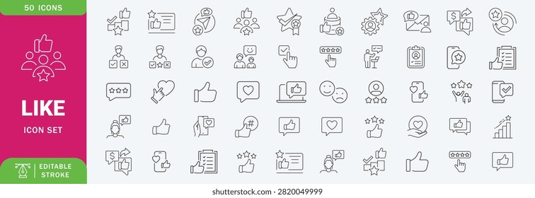Like icon set. Containing thumbs up, favorite, liked, favorable, positive, appreciation, affirmative, validation and more. Solid vector icons collection.