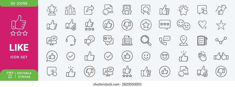 Like icon set. Containing thumbs up, favorite, liked, favorable, positive, appreciation, affirmative, validation and more. Solid vector icons collection.
