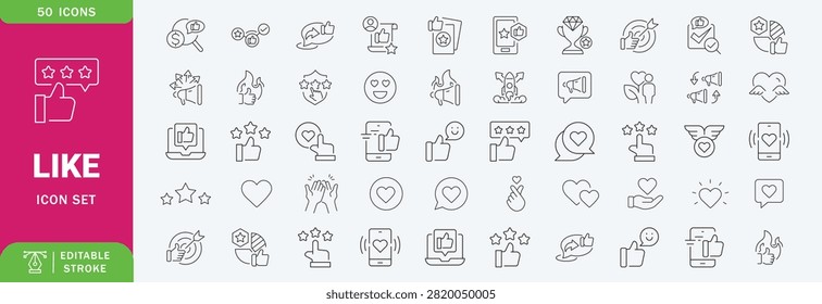 Like icon set. Containing thumbs up, favorite, liked, favorable, positive, appreciation, affirmative, validation and more. Solid vector icons collection.