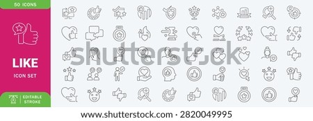 Like icon set. Containing thumbs up, favorite, liked, favorable, positive, appreciation, affirmative, validation and more. Solid vector icons collection.