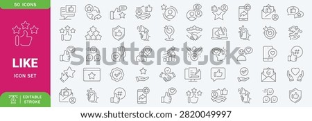Like icon set. Containing thumbs up, favorite, liked, favorable, positive, appreciation, affirmative, validation and more. Solid vector icons collection.