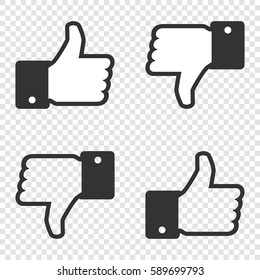 Like icon. Set of Like and dislike icon. Vector illustration on isolated background