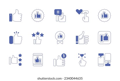 Like icon set. Duotone style line stroke and bold. Vector illustration. Containing thumbs up, like, love, chat.
