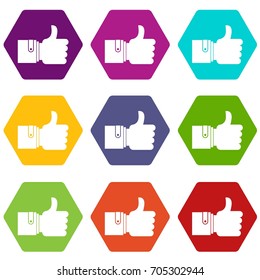 Like icon set many color hexahedron isolated on white vector illustration