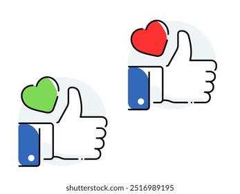 Like icon set. thumbs up sign. vector illustration color editable 2024