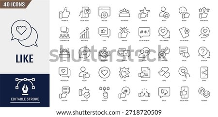 Like icon set. Thumbs up, favorite, liked, favorable, positive, appreciation, affirmative, validation and more. Vector illustration