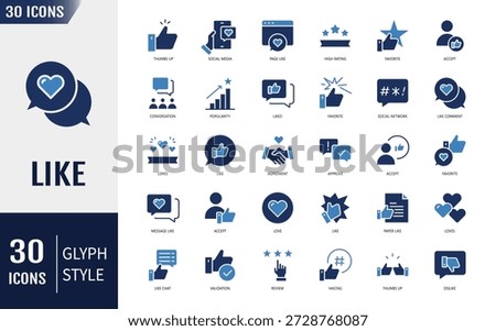 Like icon set. Thumbs up, favorite, liked, favorable, positive, appreciation, affirmative, validation and more. Vector illustration