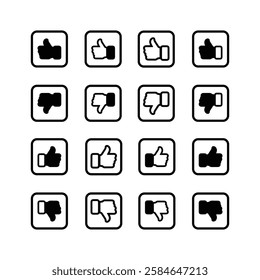 Like Icon set Vector and thumb-up icon design set. Thumbs Up Heart Symbol, Social Media Reaction Graphic Isolated illustration on a white background.